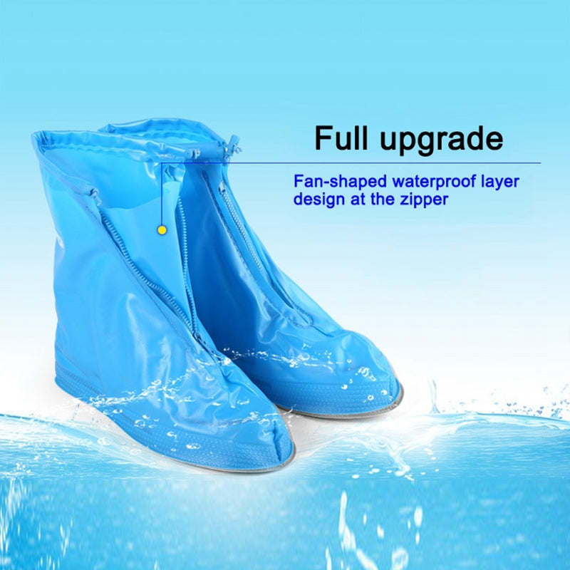 Fashion Children PVC Non-slip Waterproof Thick-soled Shoe Cover Size: L(Baby Blue)
