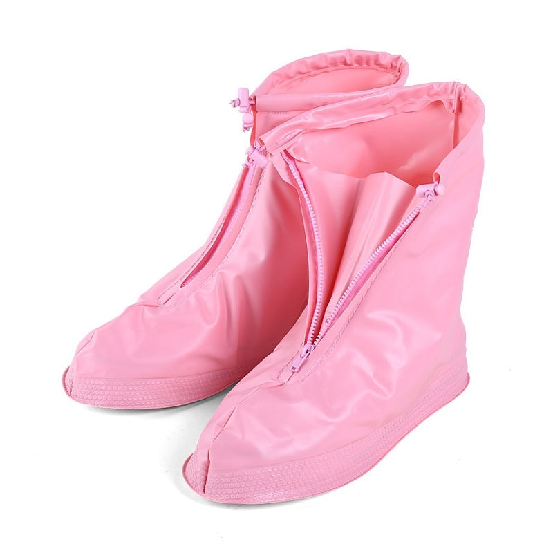 Fashion Children PVC Non-slip Waterproof Thick-soled Shoe Cover Size: XL(Pink)