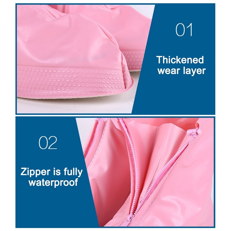 Fashion Children PVC Non-slip Waterproof Thick-soled Shoe Cover Size: XL(Pink)