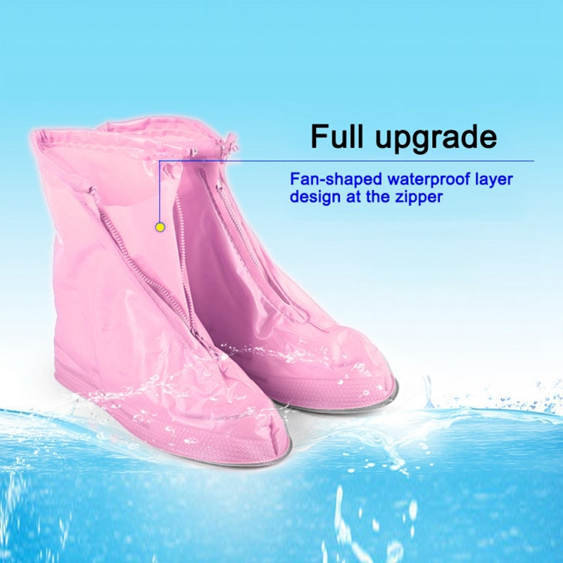 Fashion Children PVC Non-slip Waterproof Thick-soled Shoe Cover Size: XL(Pink)
