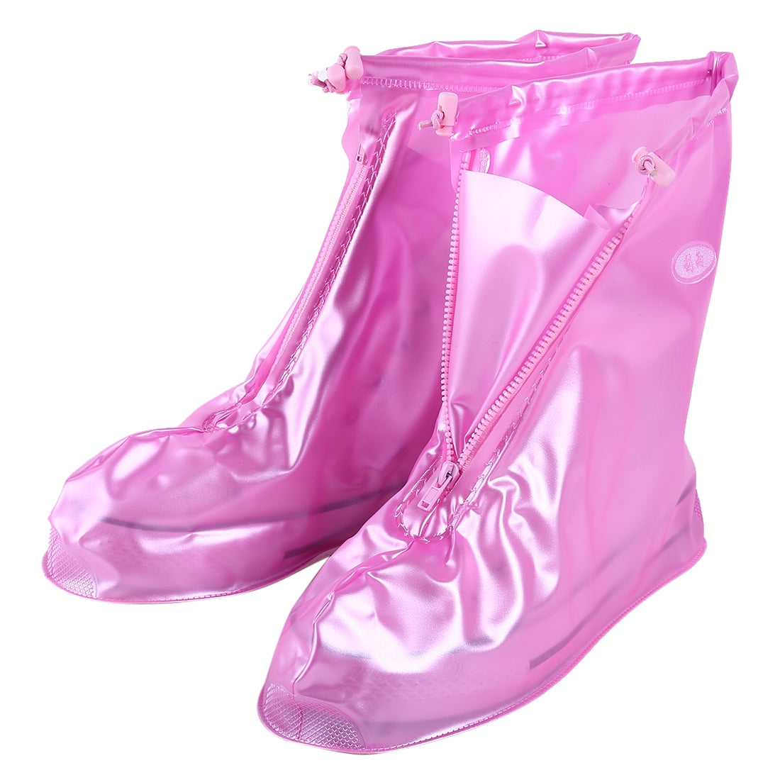 Fashion PVC Non-slip Waterproof Thick-soled Shoe Cover Size: XL(Pink)