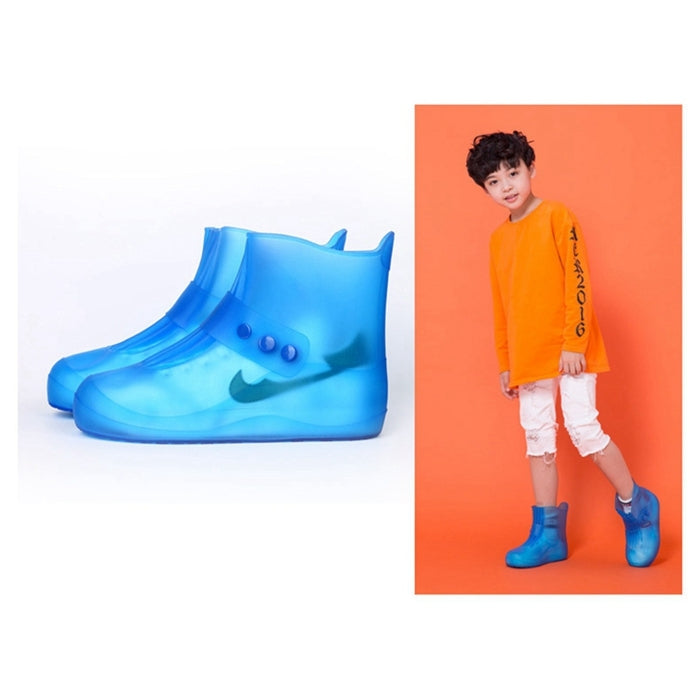 Fashion Integrated PVC Waterproof  Non-slip Shoe Cover with Thickened Soles Size: 30-31(Blue)