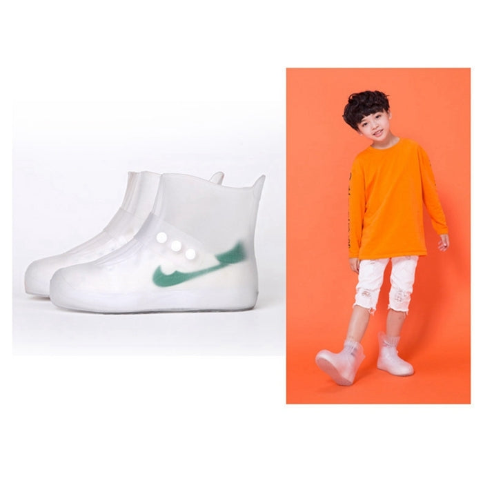 Fashion Integrated PVC Waterproof  Non-slip Shoe Cover with Thickened Soles Size: 36-37(White)