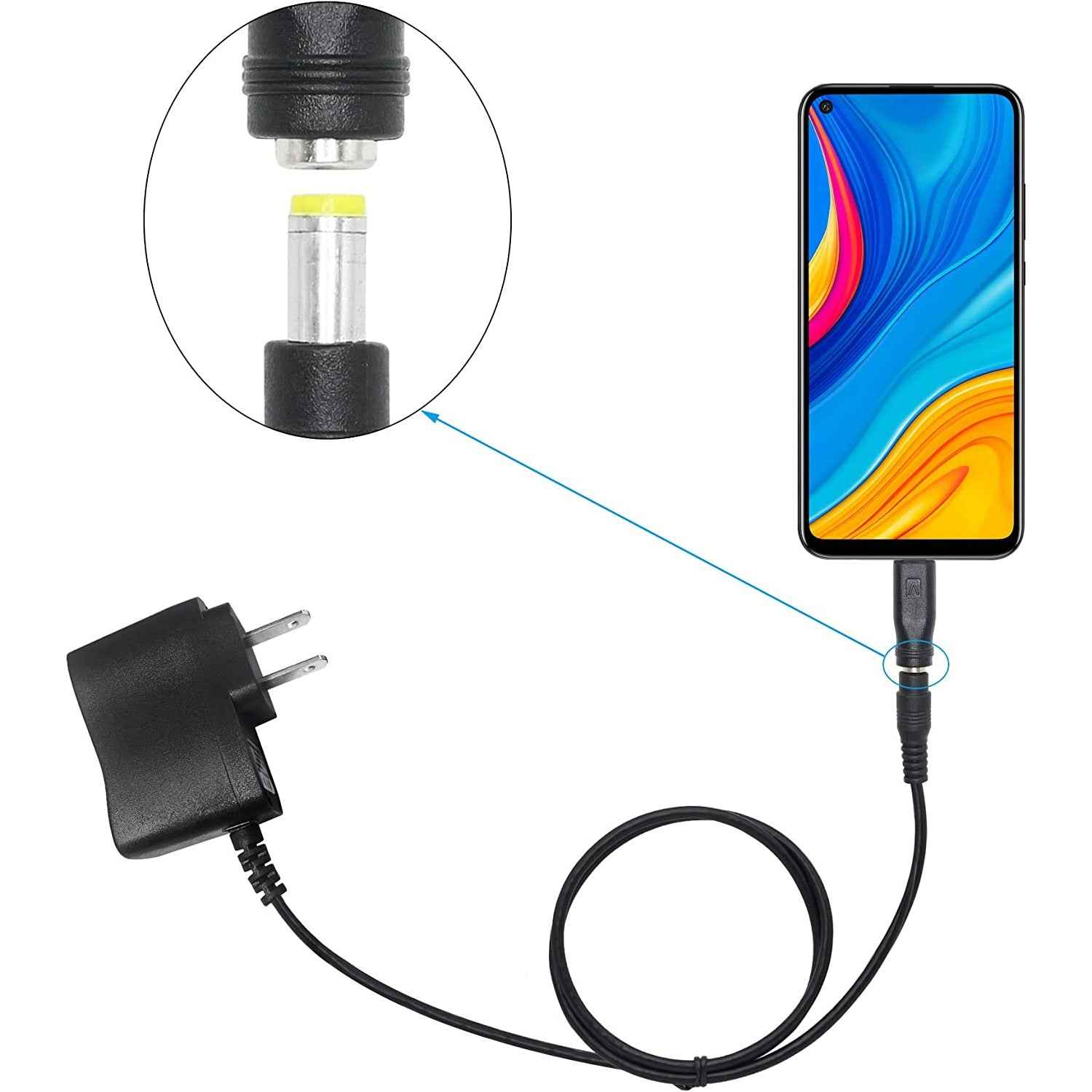 Uniqbuy For DC 5.5 x 2.1mm Female to Micro USB Male Power Converter(Black)