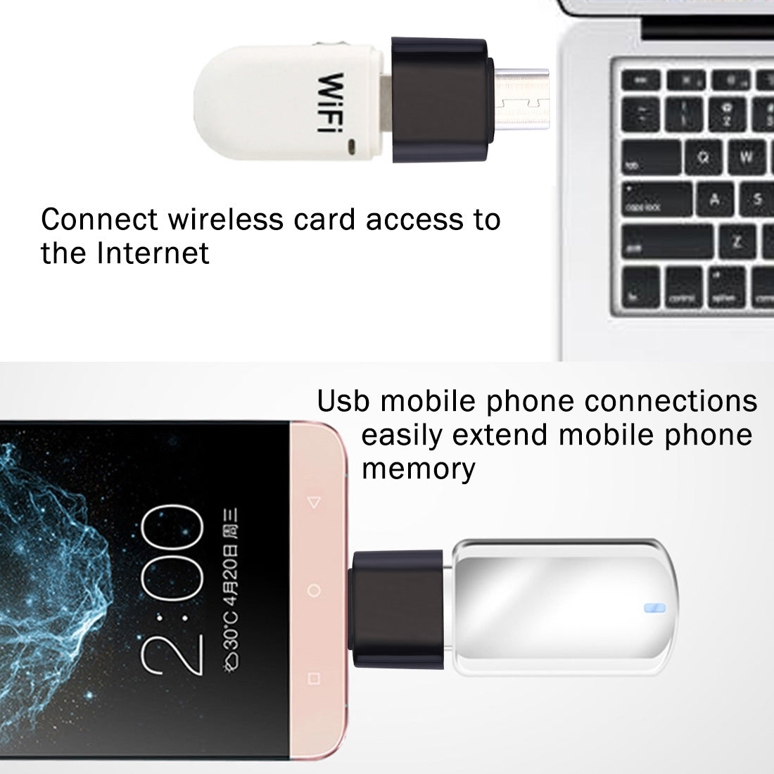 Plastic USB-C / Type-C Male to USB 2.0 Female OTG Data Transmission Charging Adapter