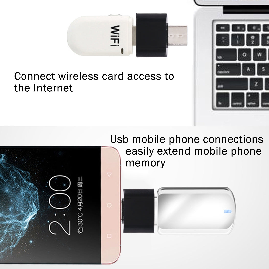 Plastic USB-C / Type-C Male to USB 2.0 Female OTG Data Transmission Charging Adapter(Black)