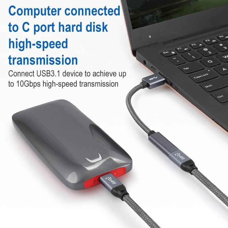 Uniqbuy For 15cm USB 3.0 Male to USB-C / Type-C Female Extension Cable (Grey)