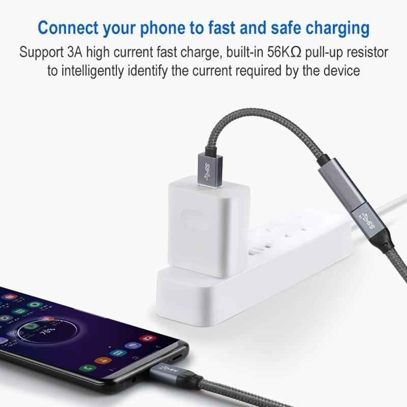 Uniqbuy For 15cm USB 3.0 Male to USB-C / Type-C Female Extension Cable (Grey)