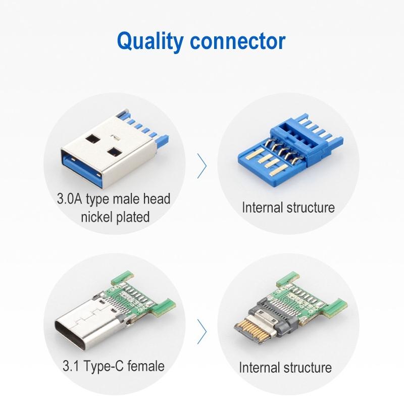 15cm USB 3.0 Male to USB-C / Type-C Female Extension Cable (Grey)