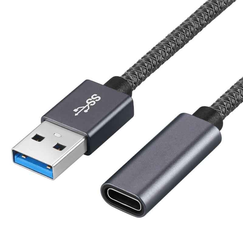 Uniqbuy For 15cm USB 3.0 Male to USB-C / Type-C Female Extension Cable (Grey)