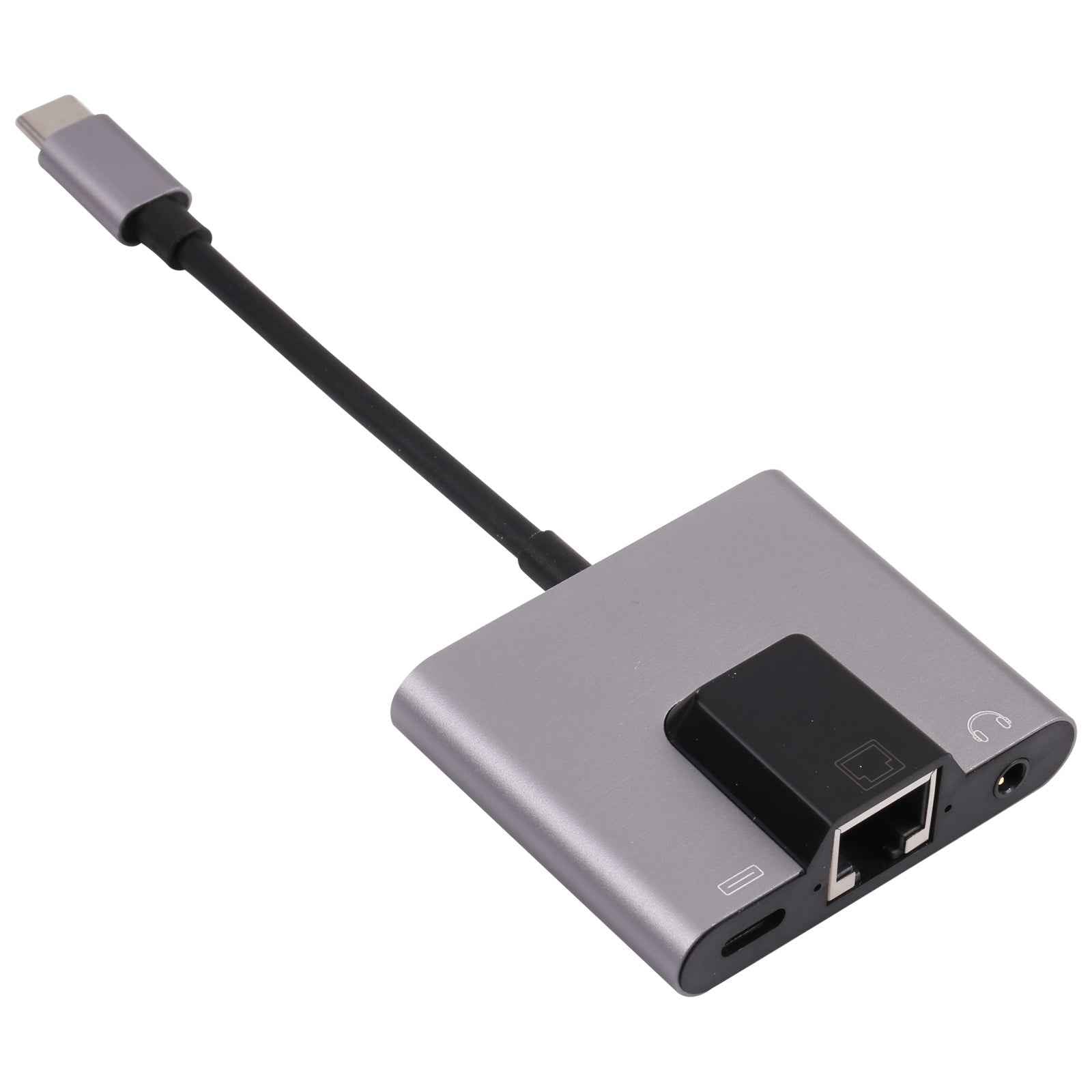 Uniqbuy For NK-1056TC 3 in 1 USB-C / Type-C Male to USB-C / Type-C Charging + Ethernet + 3.5mm Earphone Female Adapter