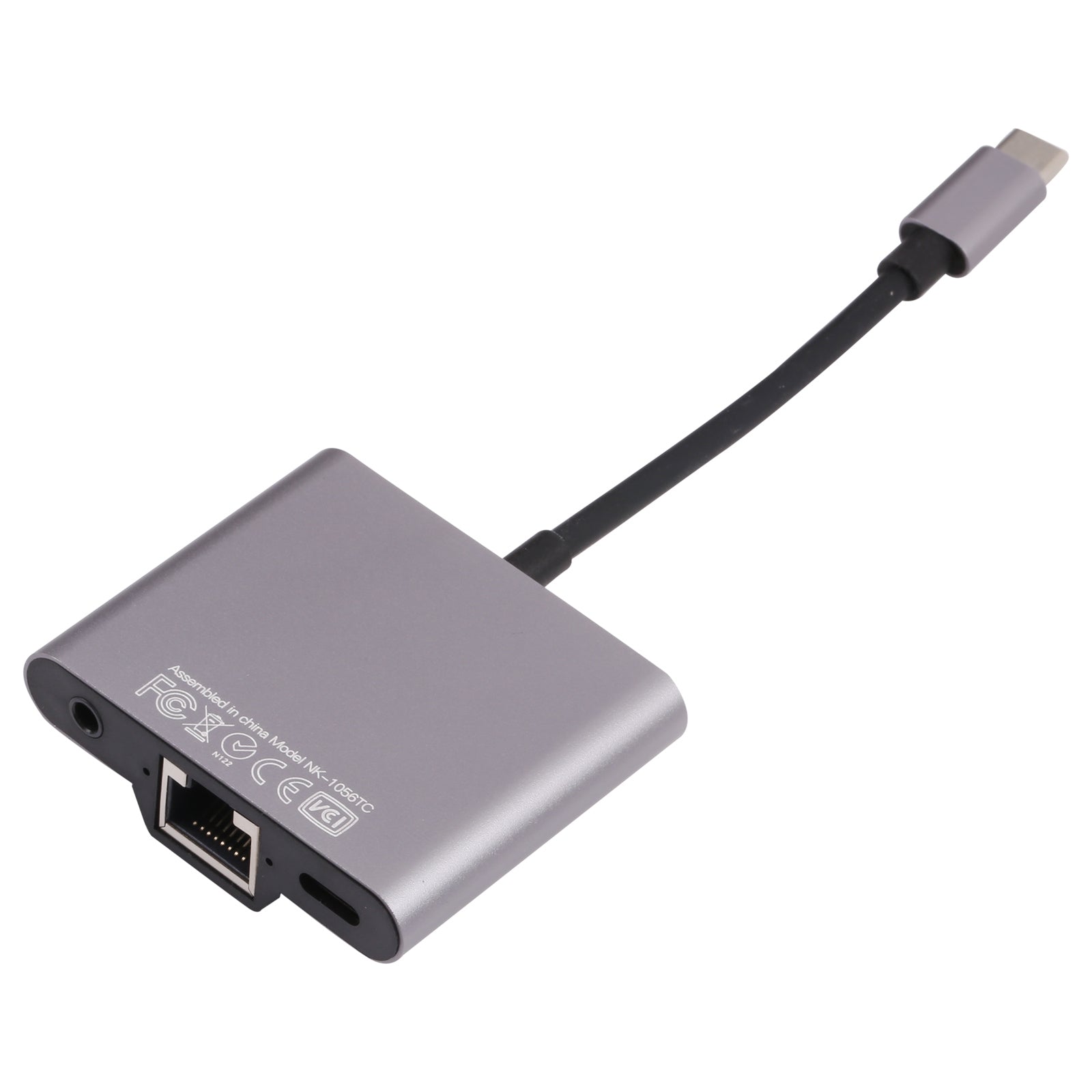 NK-1056TC 3 in 1 USB-C / Type-C Male to USB-C / Type-C Charging + Ethernet + 3.5mm Earphone Female Adapter