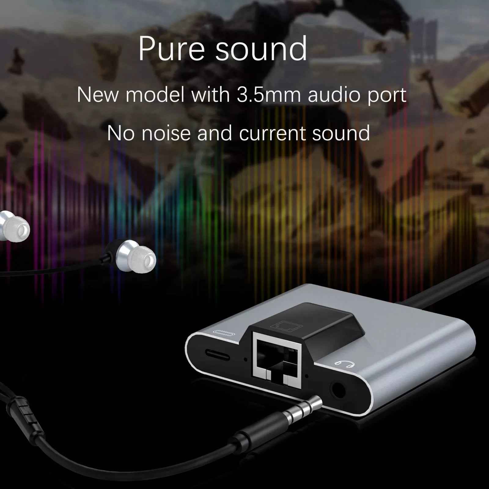 Uniqbuy For NK-1056TC 3 in 1 USB-C / Type-C Male to USB-C / Type-C Charging + Ethernet + 3.5mm Earphone Female Adapter