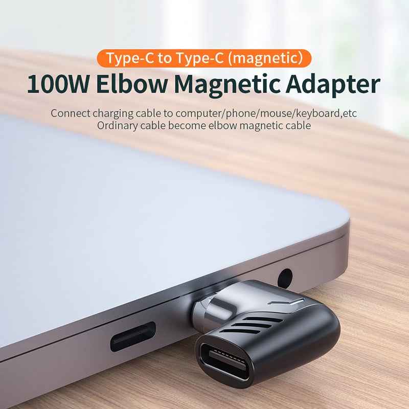 Uniqbuy For X20 120W PD USB-C / Type-C Female to USB-C / Type-C Elbow Magnetic Charging Adapter(Black)