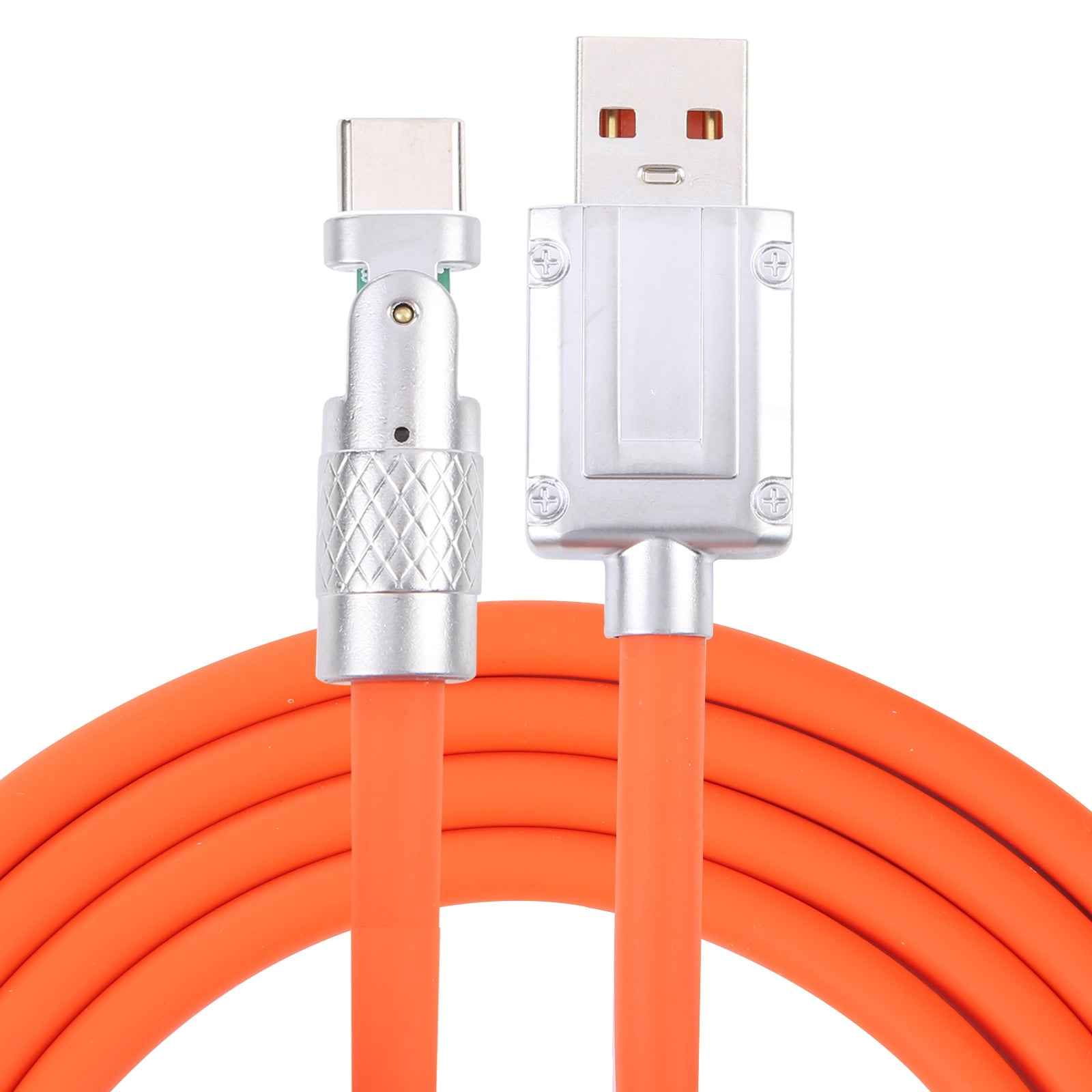 Uniqbuy For Mech Series 6A 120W USB to Type-C 180-degree Metal Plug Fast Charging Cable, Length: 1.8m(Orange)