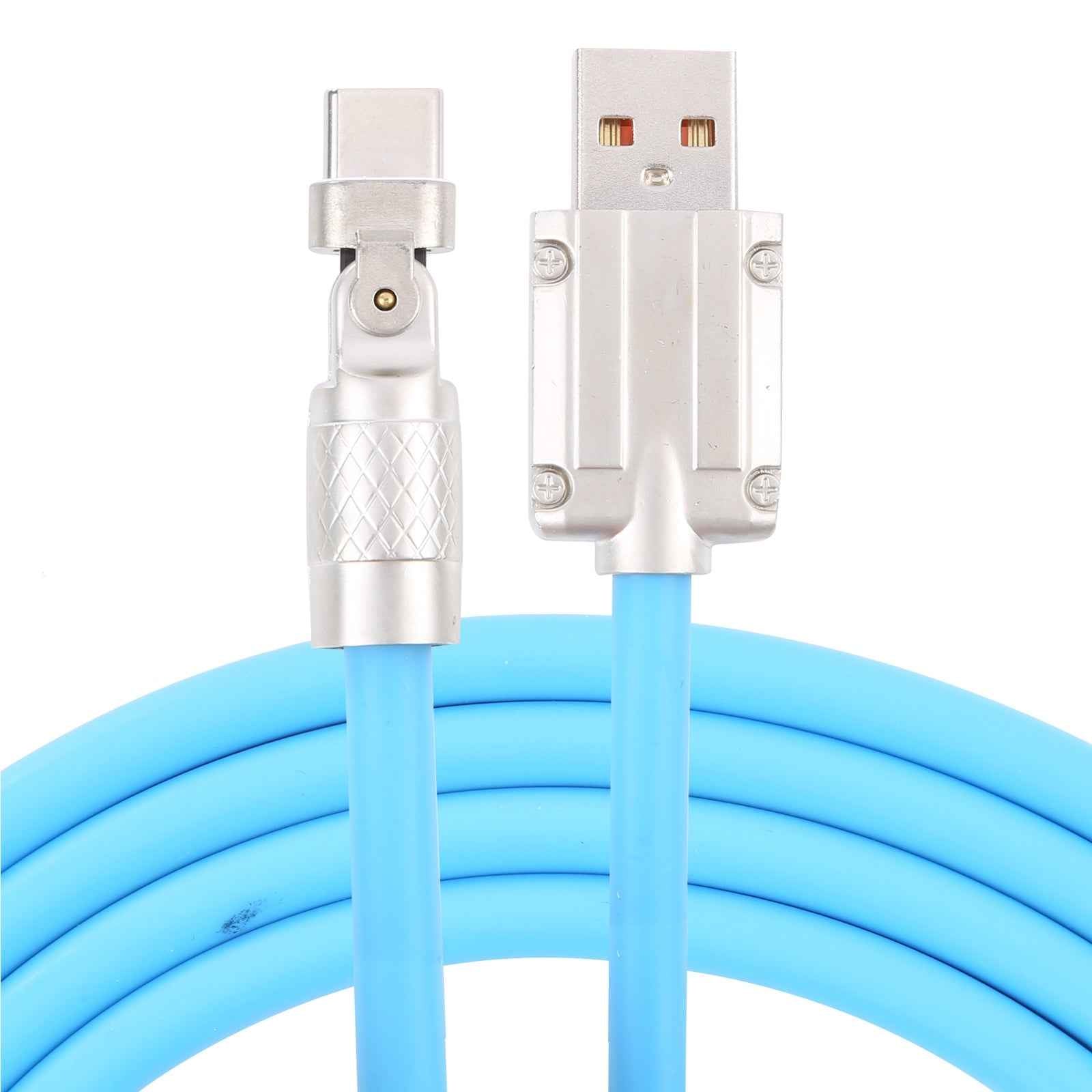 Uniqbuy For Mech Series 6A 120W USB to Type-C 180-degree Metal Plug Fast Charging Cable, Length: 1.8m(Blue)