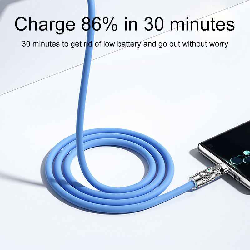 Uniqbuy For Mech Series 6A 120W USB to Type-C 180-degree Metal Plug Fast Charging Cable, Length: 1.8m(Orange)