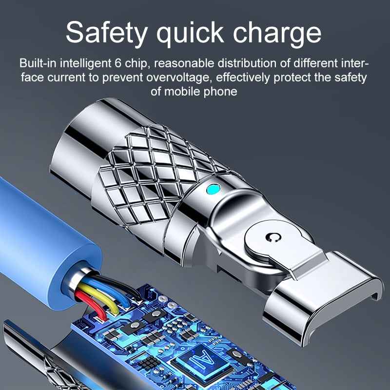 Uniqbuy For Mech Series 6A 120W USB to Type-C 180-degree Metal Plug Fast Charging Cable, Length: 1.8m(Orange)