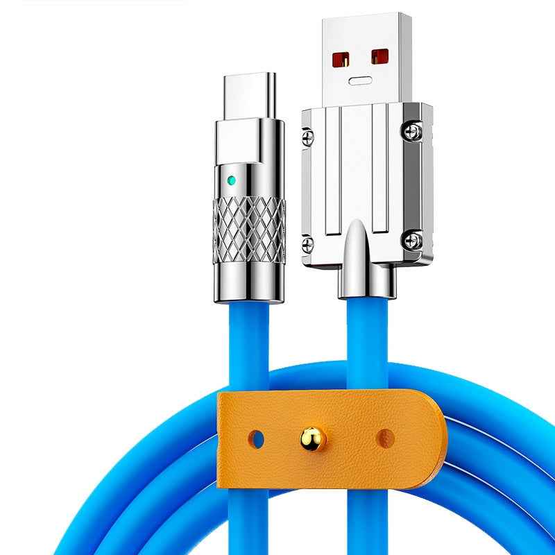 Uniqbuy For Mech Series 6A 120W USB to USB-C / Type-C Metal Plug Silicone Fast Charging Data Cable, Length: 1.2m(Blue)