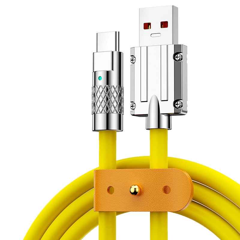 Uniqbuy For Mech Series 6A 120W USB to USB-C / Type-C Metal Plug Silicone Fast Charging Data Cable, Length: 1.2m(Yellow)