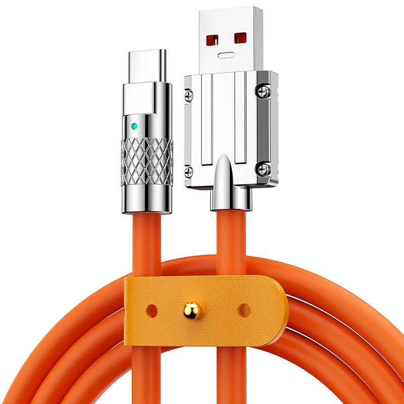Uniqbuy For Mech Series 6A 120W USB to USB-C / Type-C Metal Plug Silicone Fast Charging Data Cable, Length: 1.8m(Orange)