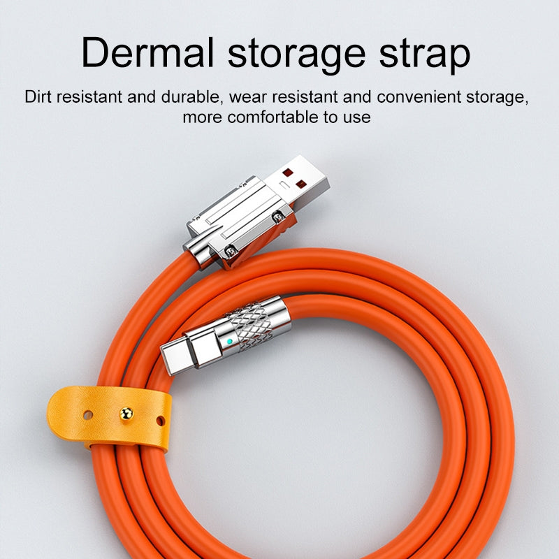 Mech Series 6A 120W USB to USB-C / Type-C Metal Plug Silicone Fast Charging Data Cable, Length: 1.8m(Orange)