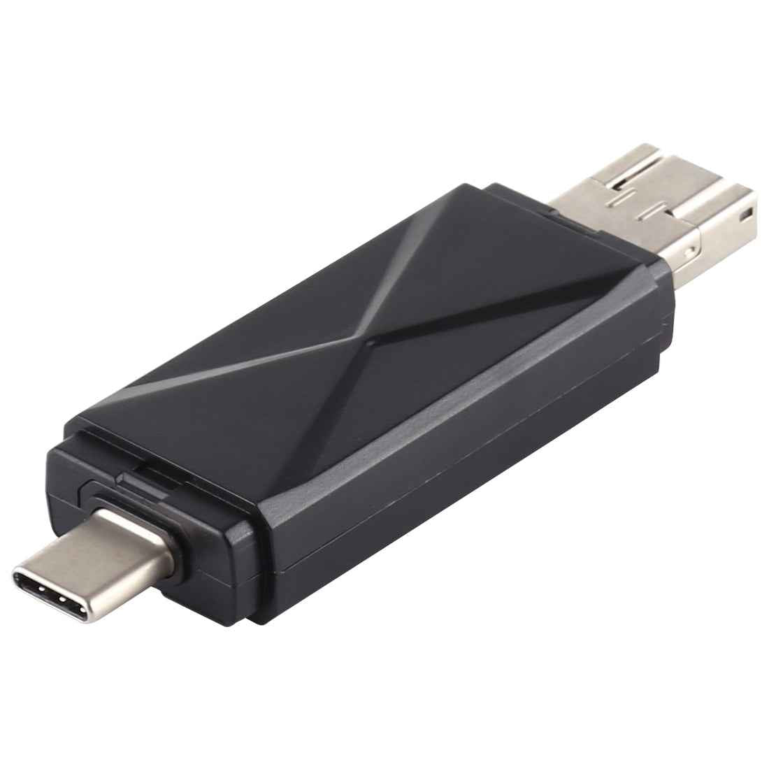 Uniqbuy For USB-C / Type-C + SD + TF + Micro USB to USB 2.0 Card Reader (Black)