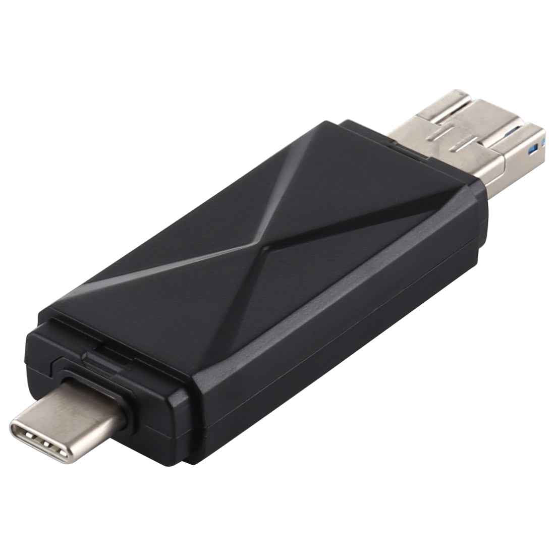 Uniqbuy For USB-C / Type-C + SD + TF + Micro USB to USB 3.0 Card Reader (Black)