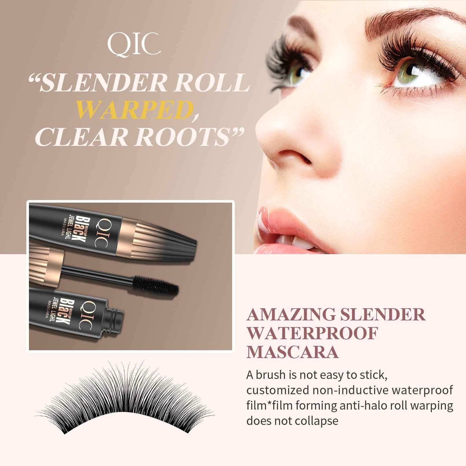 QIC Volumizing 4D Mascara Long Lasting Curling Lengthening Waterproof Black Mascara
