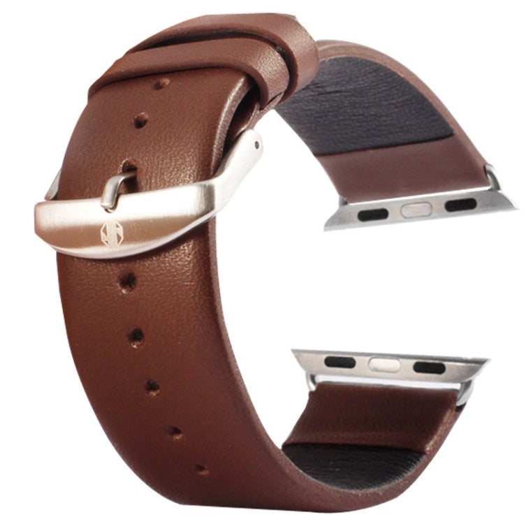 Kakapi for Apple Watch 42mm Subtle Texture Brushed Buckle Genuine Leather Watch Band with Connector