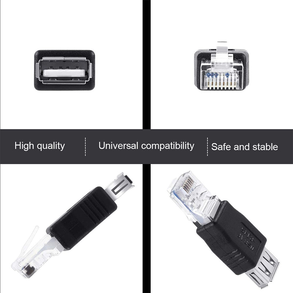 RJ45 Male to USB AF Adapter(Black)