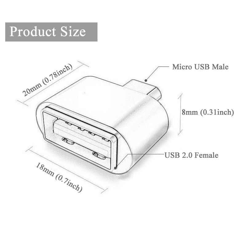 Uniqbuy For Micro USB 2.0 to USB 2.0 Adapter with OTG Function, For Samsung / Huawei / Xiaomi / Meizu / LG / HTC and Other Smartphones(Black)
