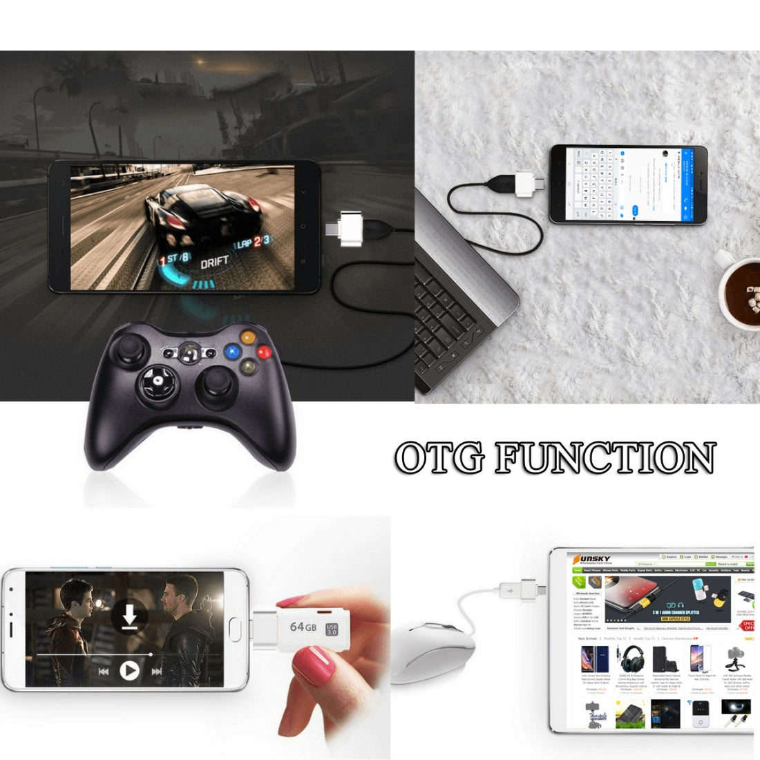 Micro USB 2.0 to USB 2.0 Adapter with OTG Function, For Samsung / Huawei / Xiaomi / Meizu / LG / HTC and Other Smartphones(Black)