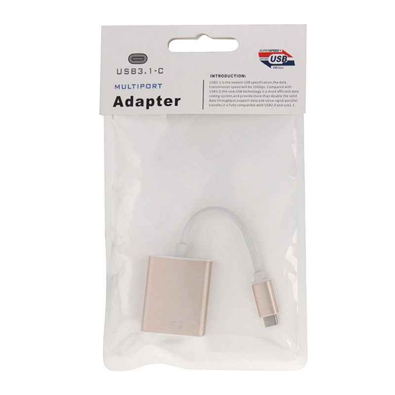 Uniqbuy For USB-C / Type-C 3.1 to VGA Multi-display Adapter Cable,Cable Length: About 10cm(Gold)