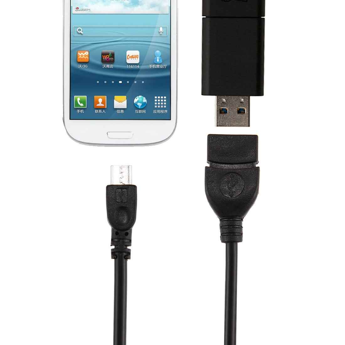 Uniqbuy For 10cm USB A Female to Micro USB 5 Pin Male Adapter with OTG