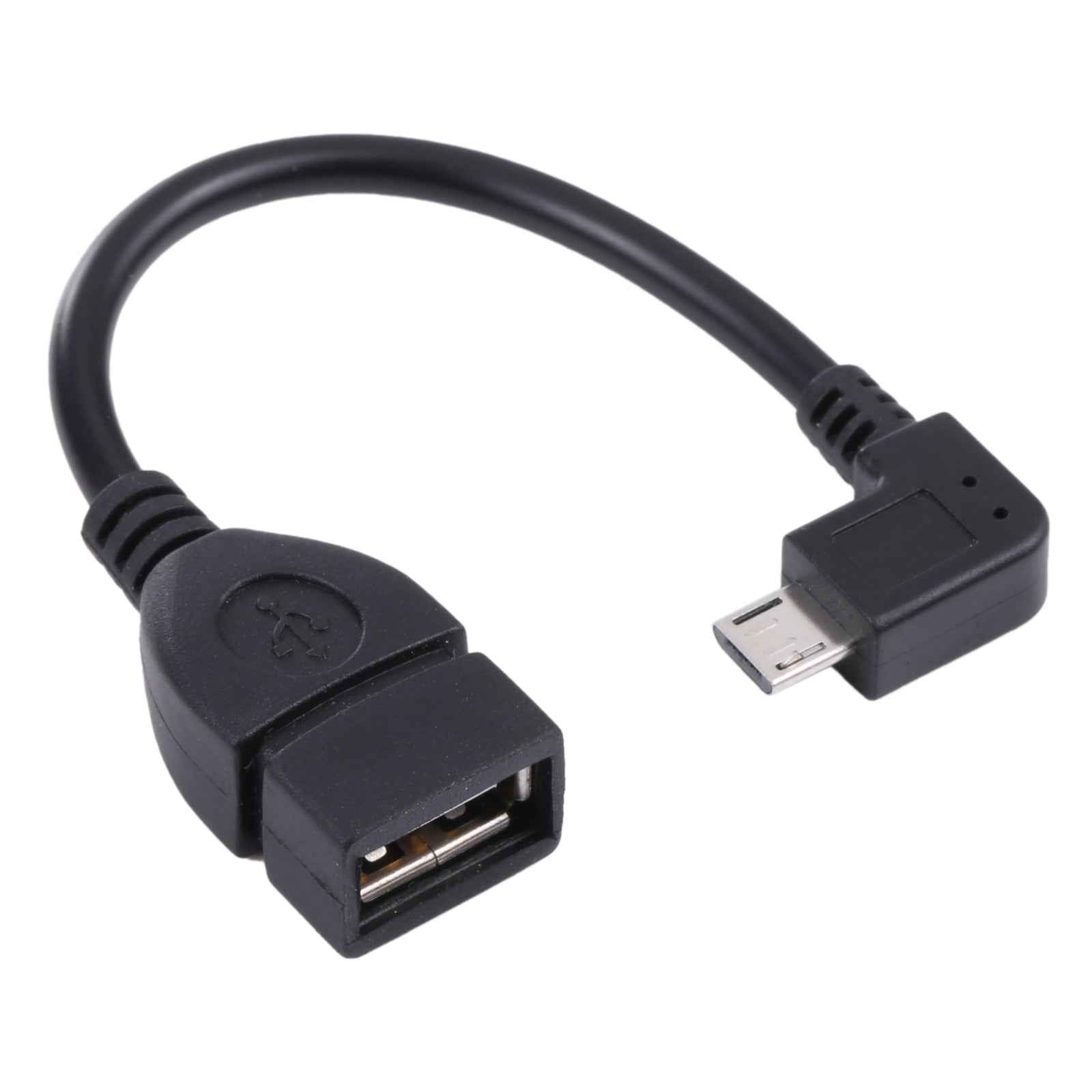 Uniqbuy For 90 Degree Micro USB Male to USB 2.0 AF Adapter Cable with OTG Function For Galaxy / Nokia / LG / BlackBerry / HTC One X /Amazon Kindle / Sony Xperia etc. (13cm)(Black)