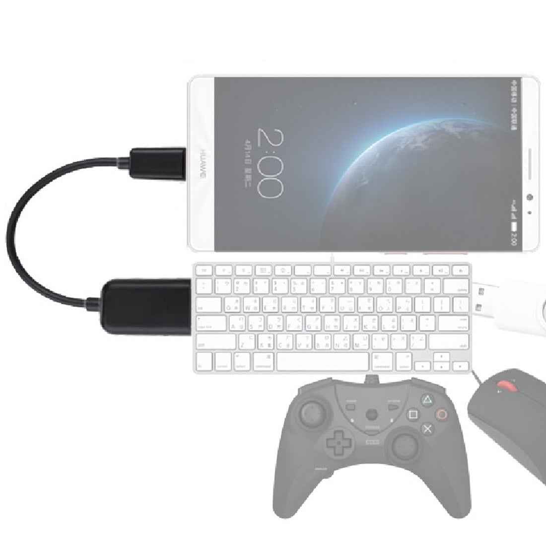 Uniqbuy For High Quality USB 2.0 AF to Micro USB 5 Pin Male Adapter Cable with OTG Function, Length: 15cm(Black)