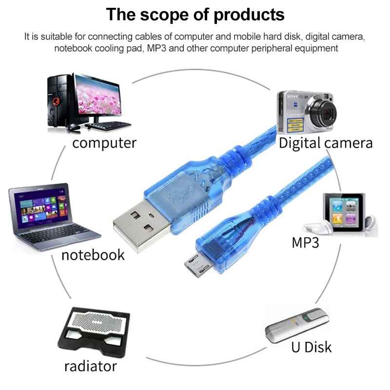 Uniqbuy For USB 2.0 to Micro USB Male Adapter Cable, Length: 30cm(Blue)