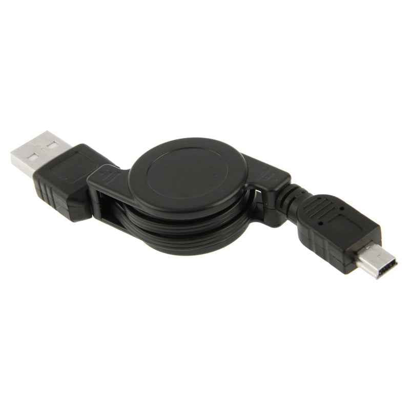 Uniqbuy For USB 1.1 to Mini 5 Pin USB Retractable Data & Charger Cable for Motorola V3 / Mobile Phone / MP3 / MP4 / Digital Camera / GPS, Length: 10cm (Can be Extended to 80cm), Black(Black)