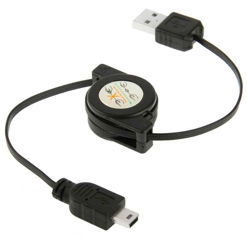 Uniqbuy For USB 1.1 to Mini 5 Pin USB Retractable Data & Charger Cable for Motorola V3 / Mobile Phone / MP3 / MP4 / Digital Camera / GPS, Length: 10cm (Can be Extended to 80cm), Black(Black)
