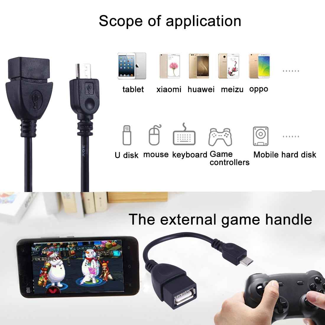 Uniqbuy For Micro USB Male to USB 2.0 Female OTG Converter Adapter Cable, For Samsung, Sony, Meizu, Xiaomi, and other Smartphones(Black)