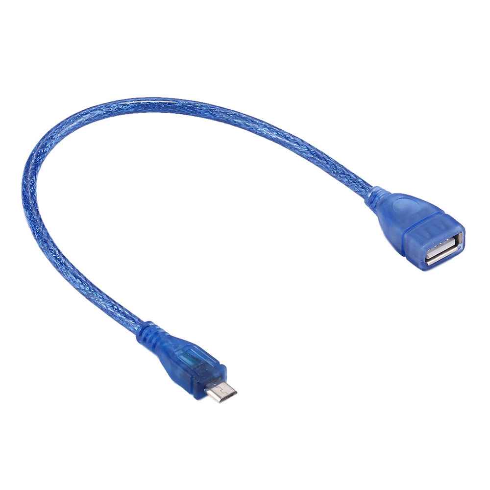 Uniqbuy For 29cm Micro USB Male to USB 2.0 Female OTG Converter Adapter Cable(Blue)