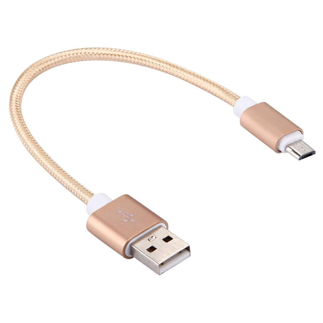 Uniqbuy For 20cm 2A Woven Style Metal Head Micro USB to USB V8 Data / Charger Cable, For Samsung / Huawei / Xiaomi / Meizu / LG / HTC and Other Smartphones(Gold)