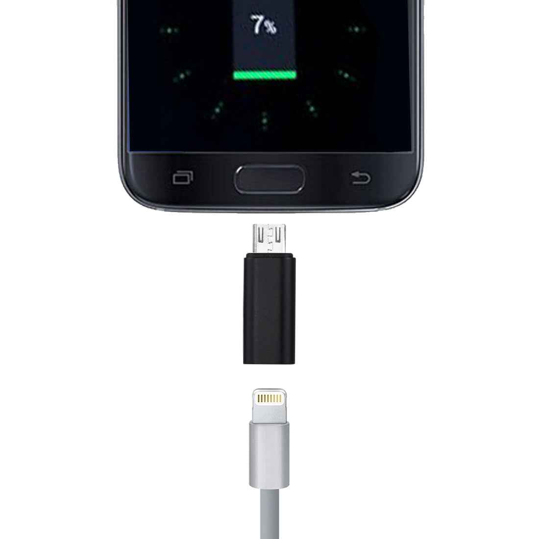 Uniqbuy For 8 Pin Female to Micro USB Male Metal Shell Adapter, For Samsung / Huawei / Xiaomi / Meizu / LG / HTC and Other Smartphones(Black)