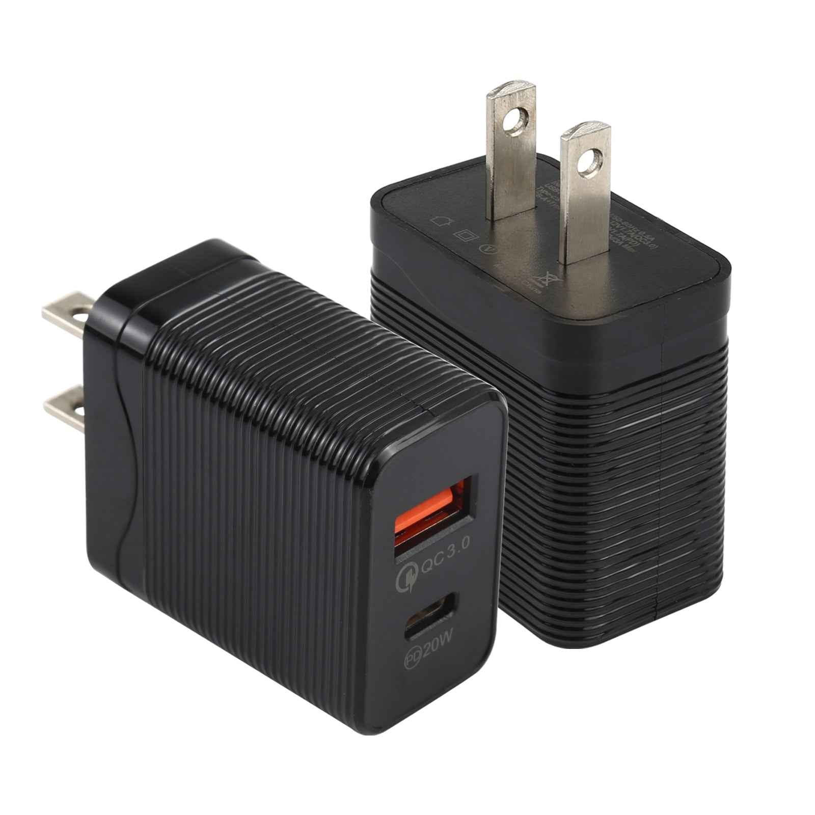 Uniqbuy For LZ-728 QC 3.0 USB + PD 20W USB-C / Type-C Fast Travel Charger, US Plug (Black)