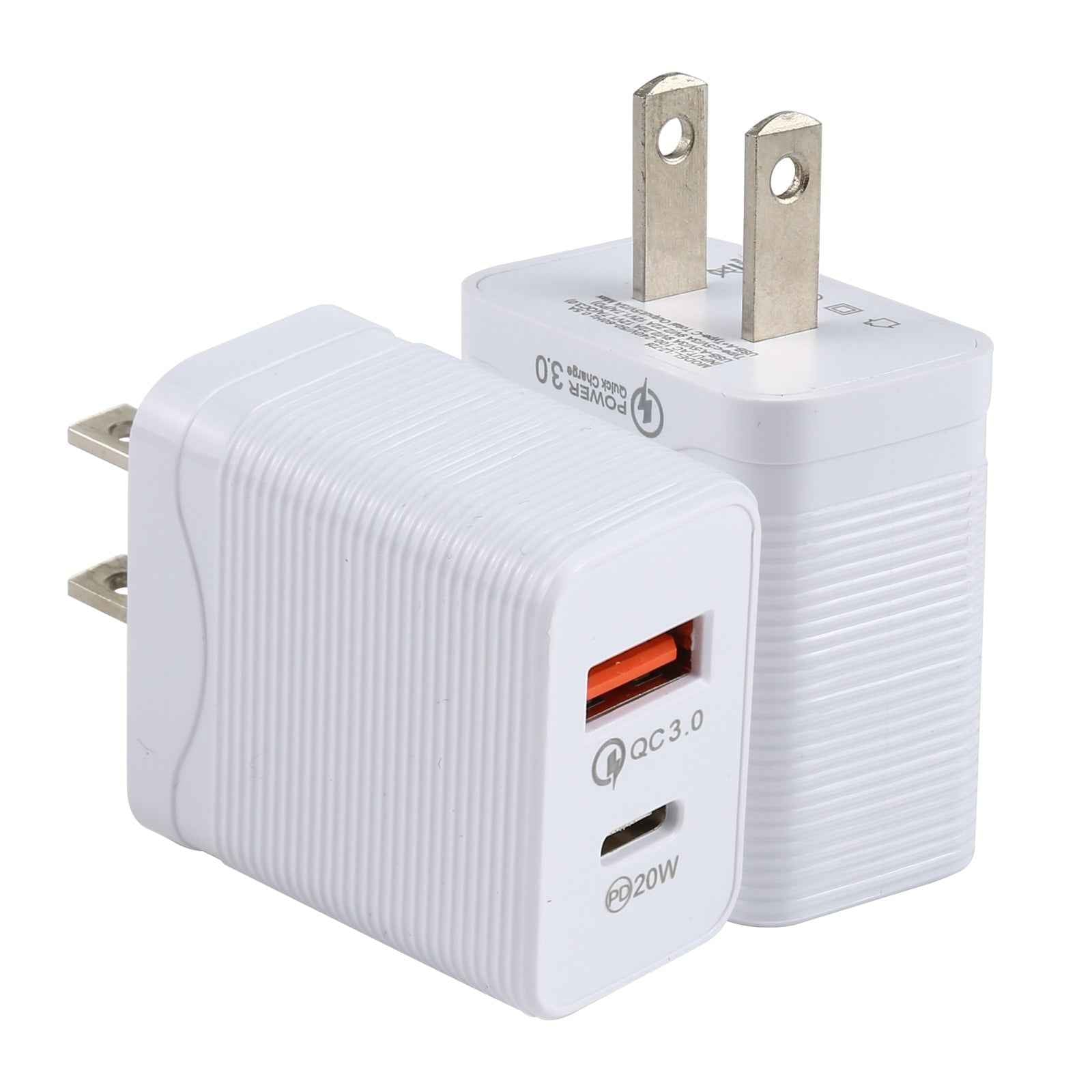 Uniqbuy For LZ-728 QC 3.0 USB + PD 20W USB-C / Type-C Fast Travel Charger, US Plug(White)