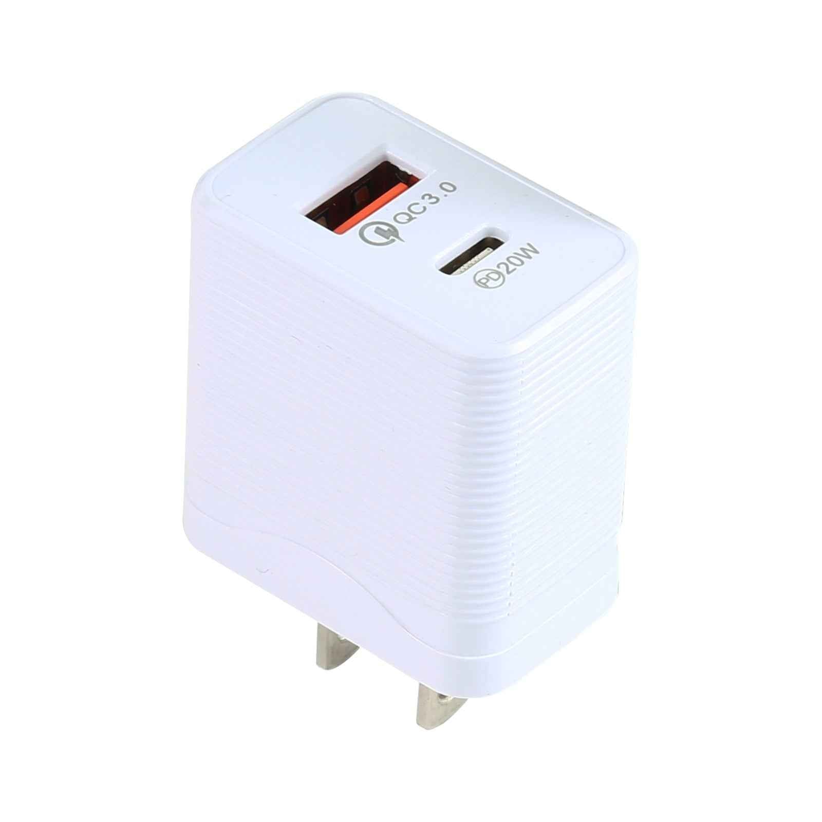 Uniqbuy For LZ-728 QC 3.0 USB + PD 20W USB-C / Type-C Fast Travel Charger, US Plug(White)