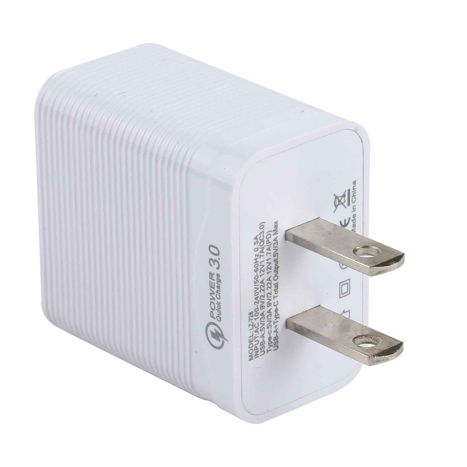 Uniqbuy For LZ-728 QC 3.0 USB + PD 20W USB-C / Type-C Fast Travel Charger, US Plug(White)