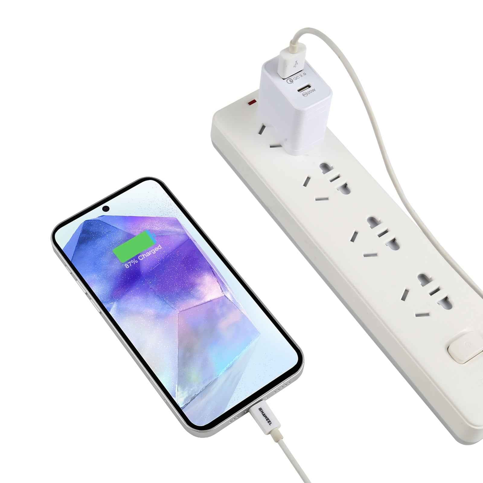 Uniqbuy For LZ-728 QC 3.0 USB + PD 20W USB-C / Type-C Fast Travel Charger, US Plug(White)