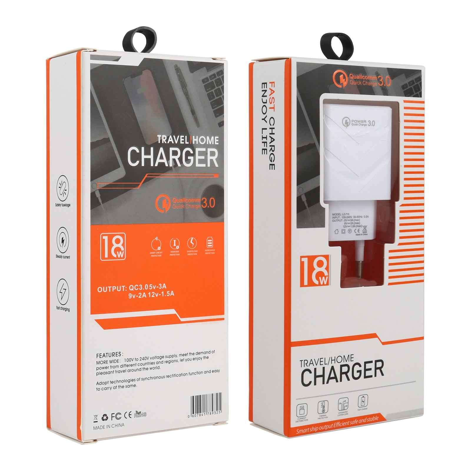 Uniqbuy For LZ-715 18W QC3.0 USB Single Port Fast Travel Charger, EU Plug (White)